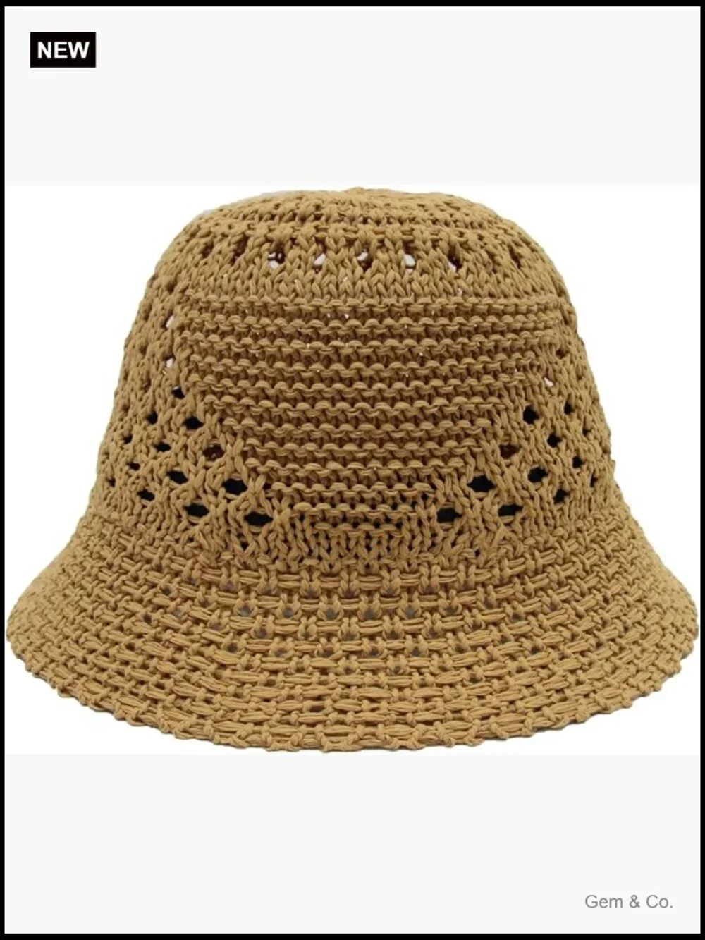 Women's Knitted Straw Bucket Hat - Packable Sun Hat for Beach Travel
